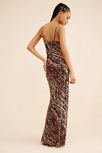 Good American Chiffon Bias Cowl Maxi Dress