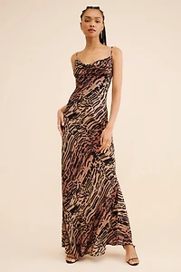 Good American Chiffon Bias Cowl Maxi Dress