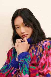 FARM Rio Mixed Leopard Pop Sweater Dress