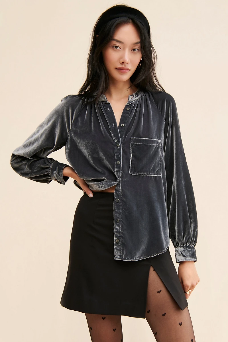 Pilcro Velvet Femme Buttondown Shirt