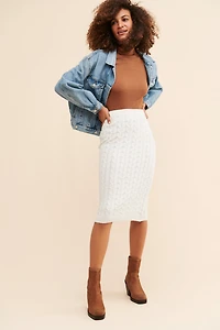 Flat White Calais Cable Knit Sweater Skirt
