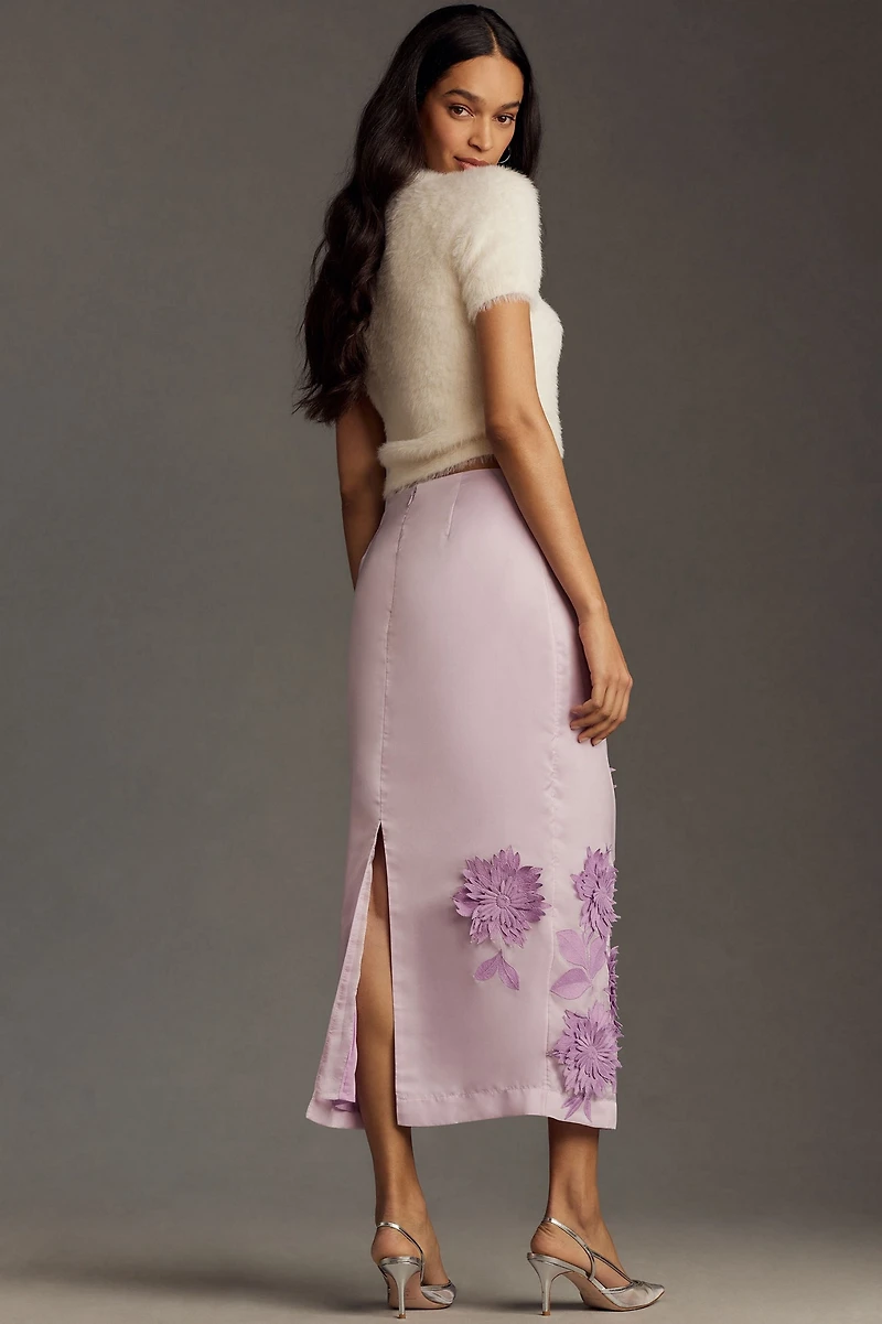 Maeve 3D Bloom Column Midi Skirt