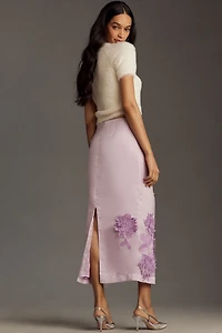 Maeve 3D Bloom Column Midi Skirt