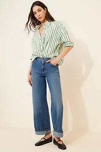 Pilcro Mid-Rise Slouchy Wide-Leg Cuffed Jeans