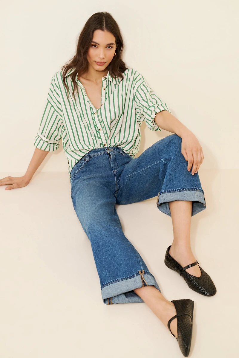 Pilcro Mid-Rise Slouchy Wide-Leg Cuffed Jeans