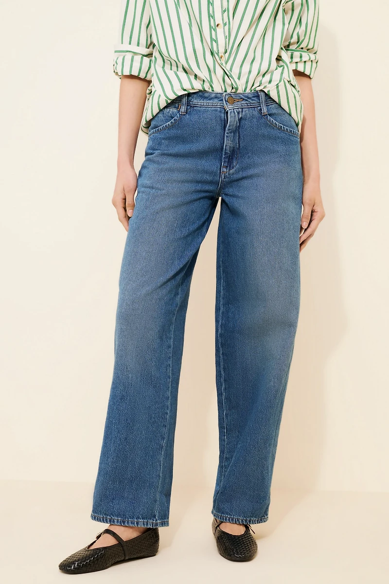 Pilcro Mid-Rise Slouchy Wide-Leg Cuffed Jeans