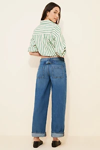 Pilcro Mid-Rise Slouchy Wide-Leg Cuffed Jeans