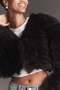 By Anthropologie Tulle Ruffle Bolero