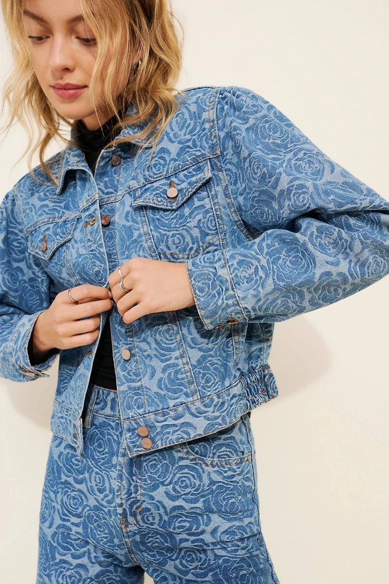 Habitual Jacquard Rose Denim Jacket