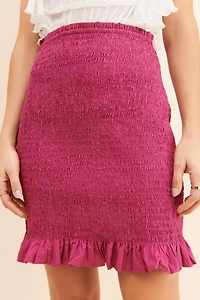 Smocked Ruffle Hem Mini Skirt