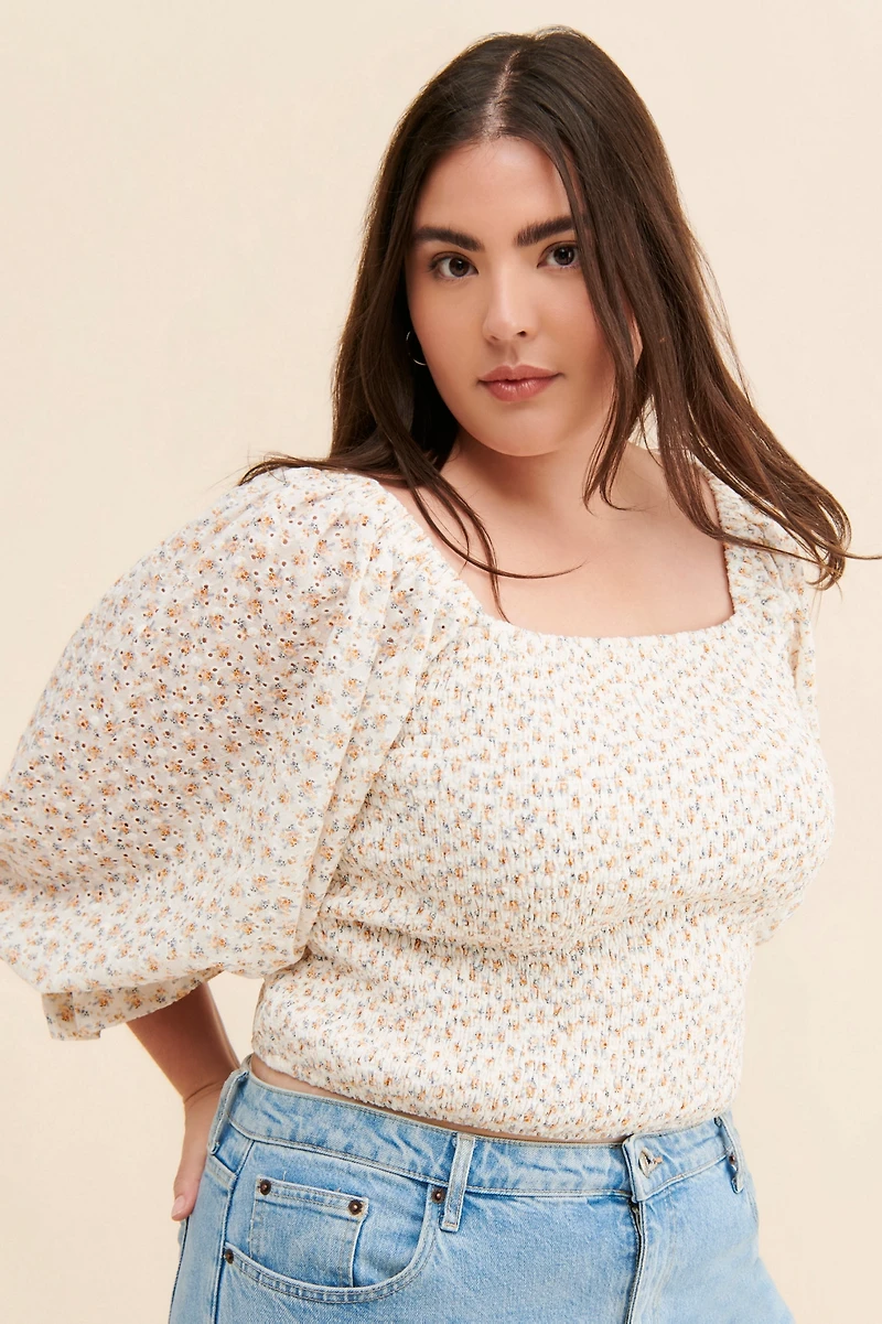 Hutch Eyelet Smocked Blouse