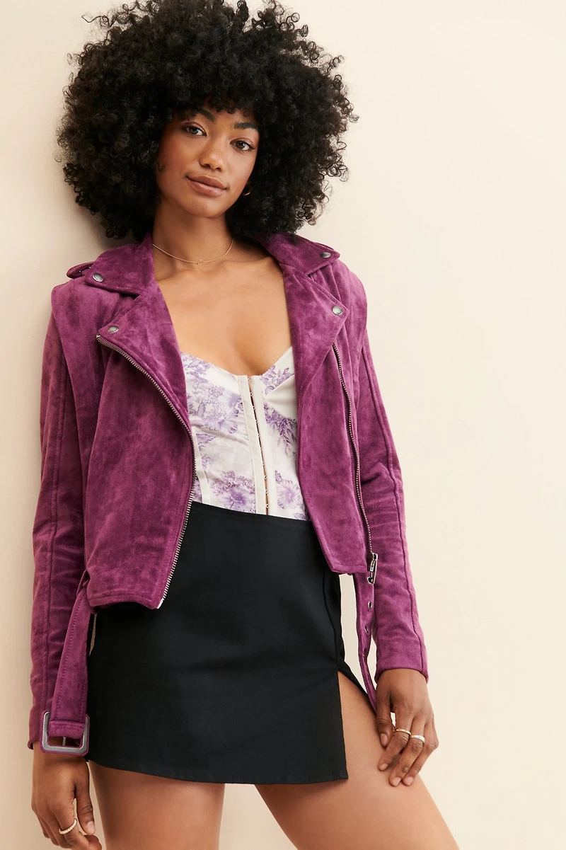 [BLANKNYC] Sparkling Grape Faux Suede Jacket