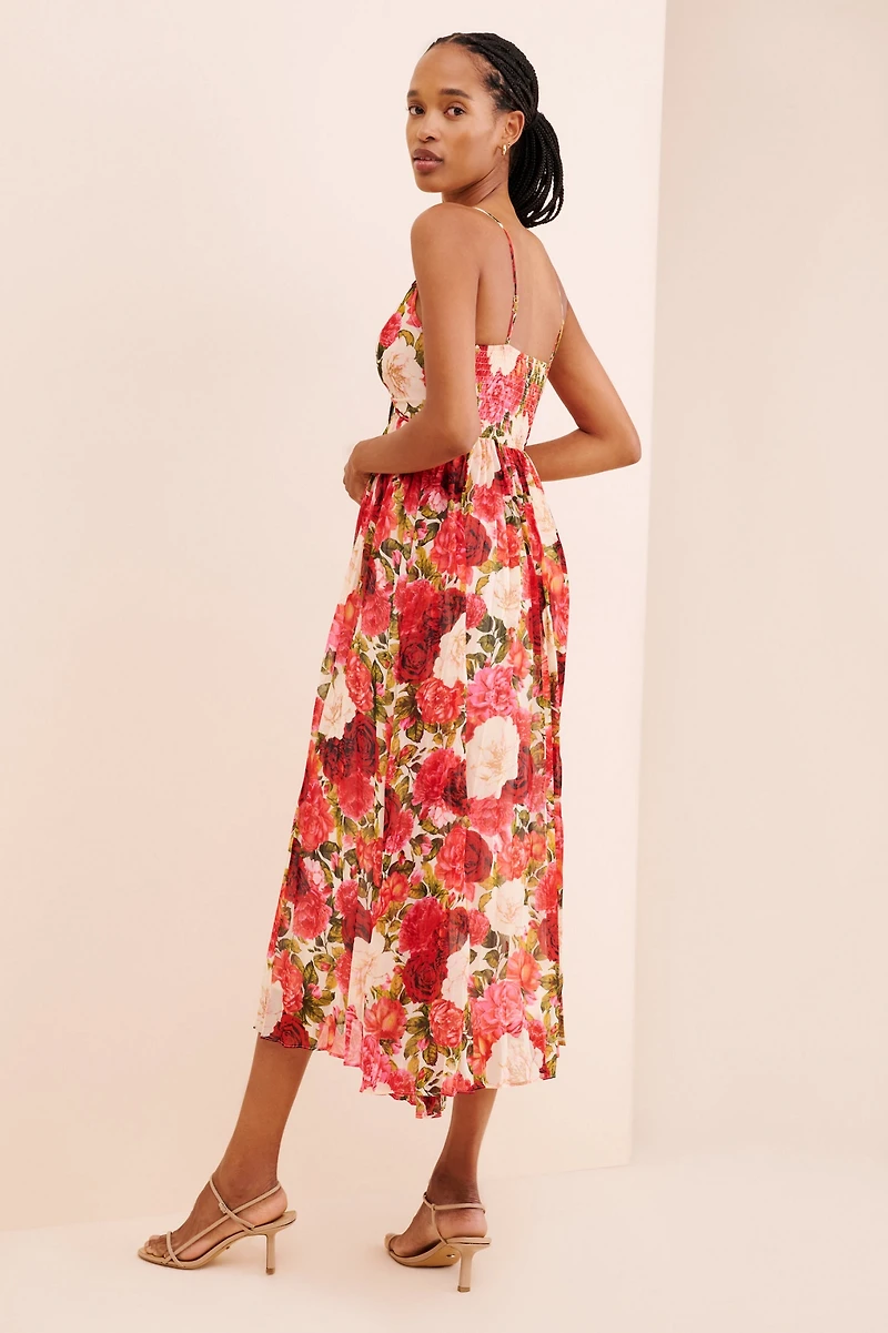 Moon River Pleated Sleeveless Midi Dress
