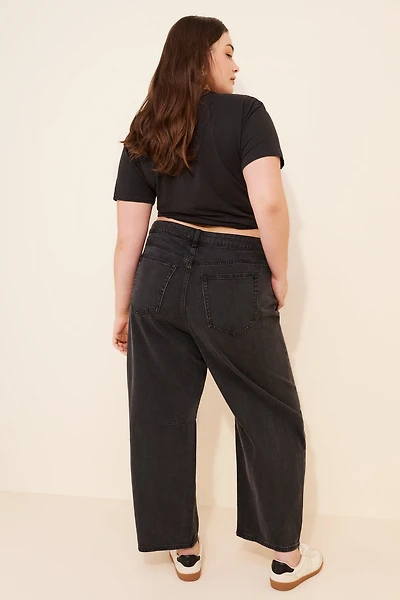 Eloquii Dart Detail Barrel Leg Jeans