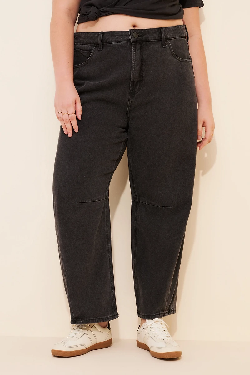 Eloquii Dart Detail Barrel Leg Jeans