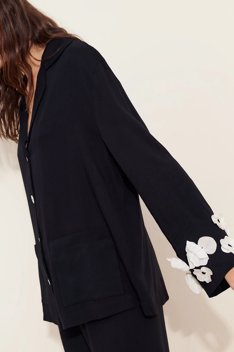 Sleeper Bloom Silk Blend Pajama Shirt