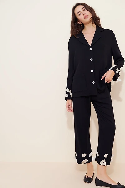 Sleeper Bloom Silk Blend Pajama Shirt