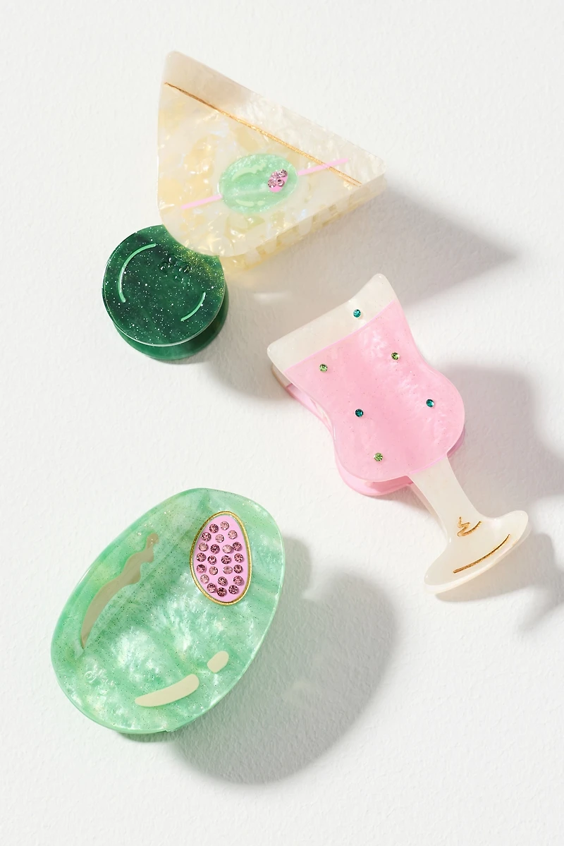 Frasier Sterling Cocktail Hair Claws, Set of 3