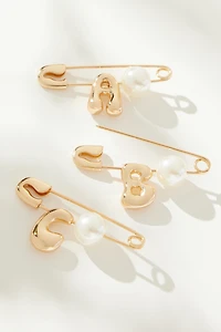 Bubble Letter Monogram Safety Pin Brooch