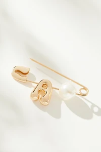 Bubble Letter Monogram Safety Pin Brooch