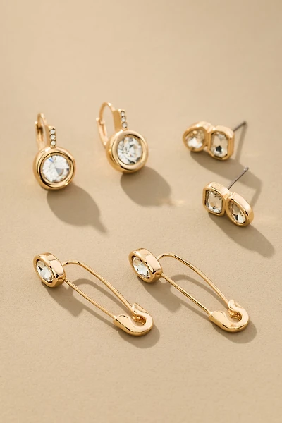 Assorted Crystal Earrings, Set of 3