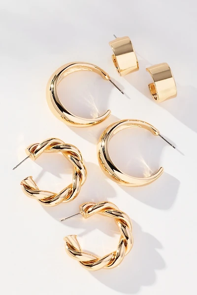 Shaped Hoop Earrings, Set of 3