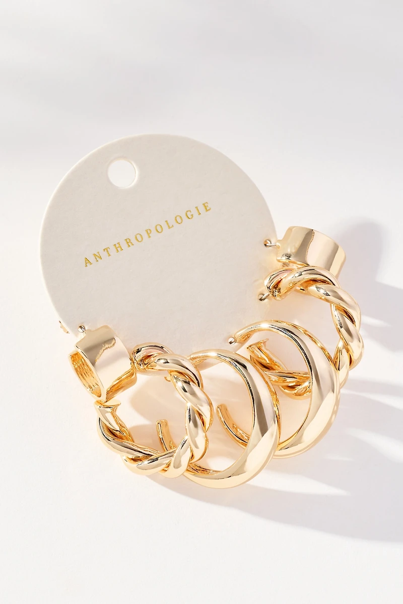 Shaped Hoop Earrings, Set of 3