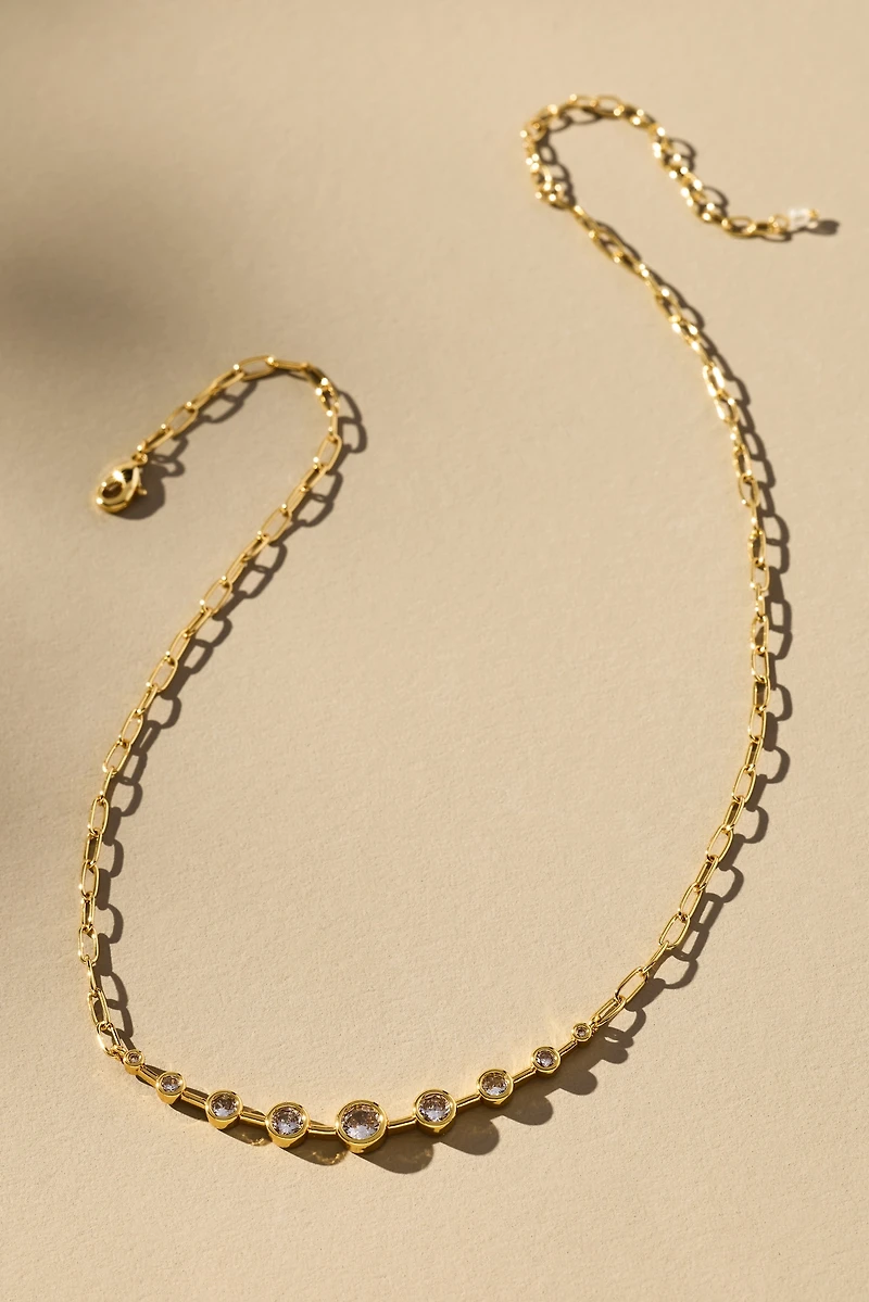 Curved Bar Crystal Necklace