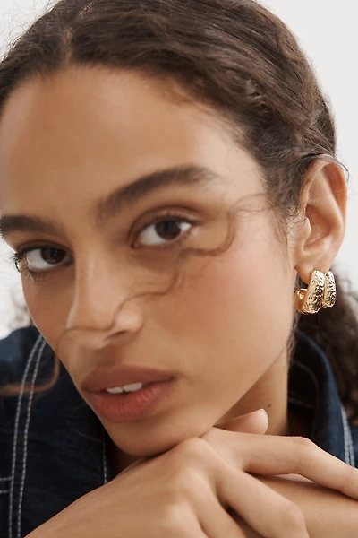 Textured Huggie Hoops