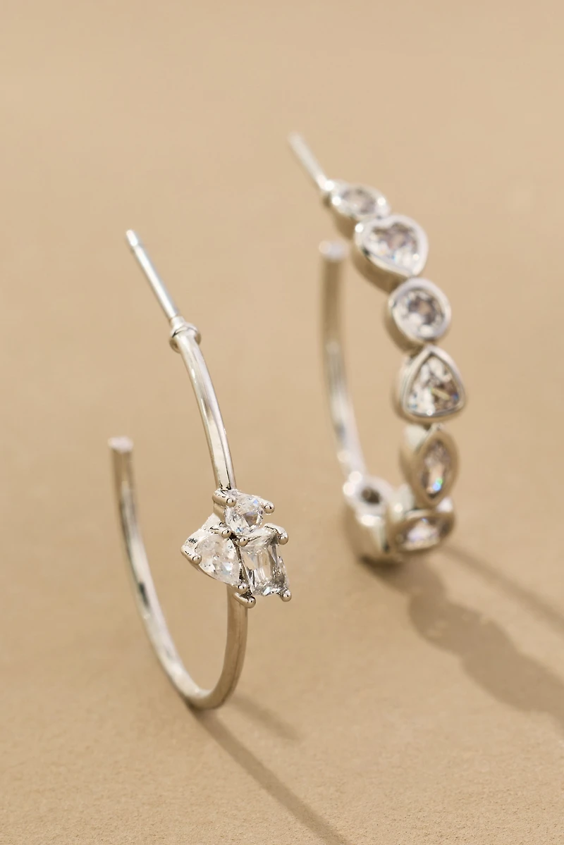 Glam Crystal Hoops, Set of 2