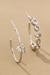 Glam Crystal Hoops, Set of 2