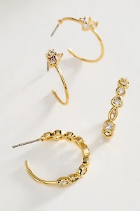 Glam Crystal Hoops, Set of 2