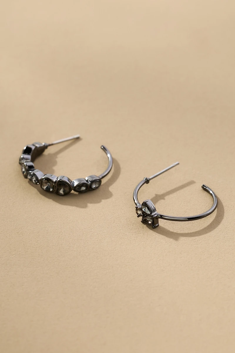 Glam Crystal Hoops, Set of 2