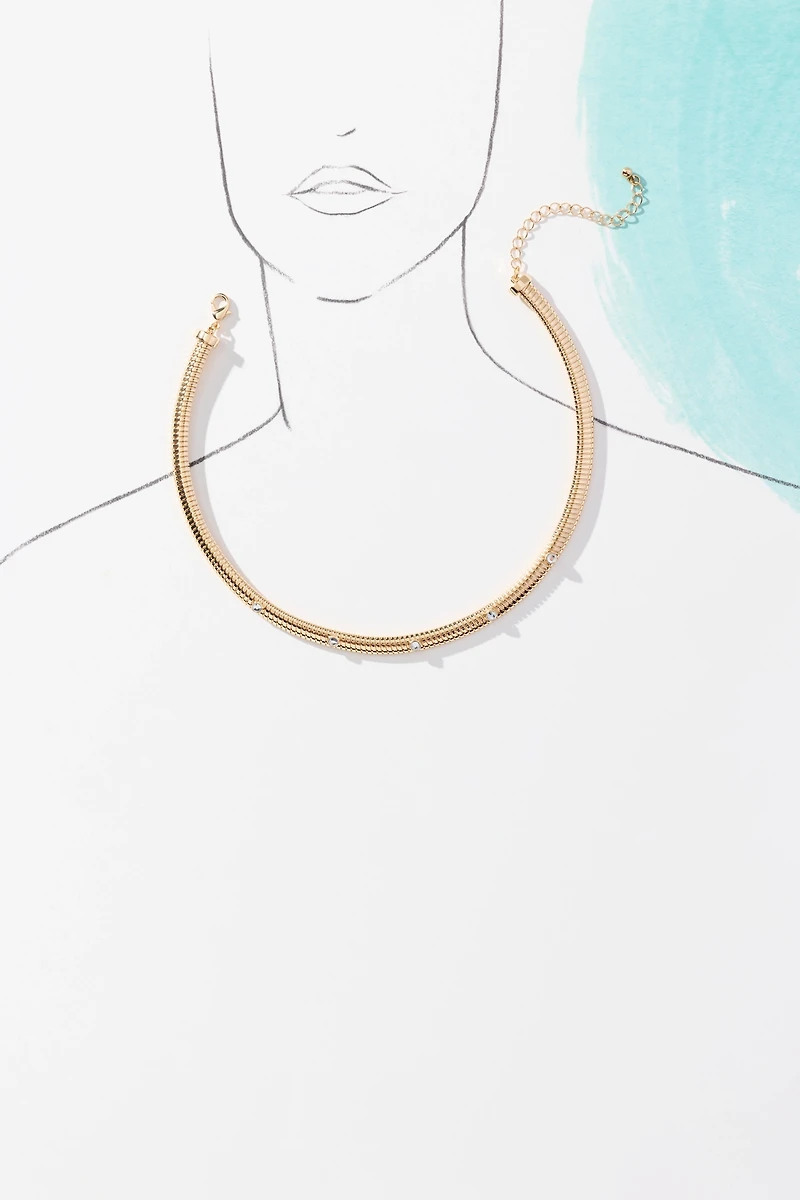 Thick Crystal Collar Necklace