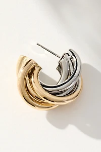 Two-Tone Twist Hoop Earrings
