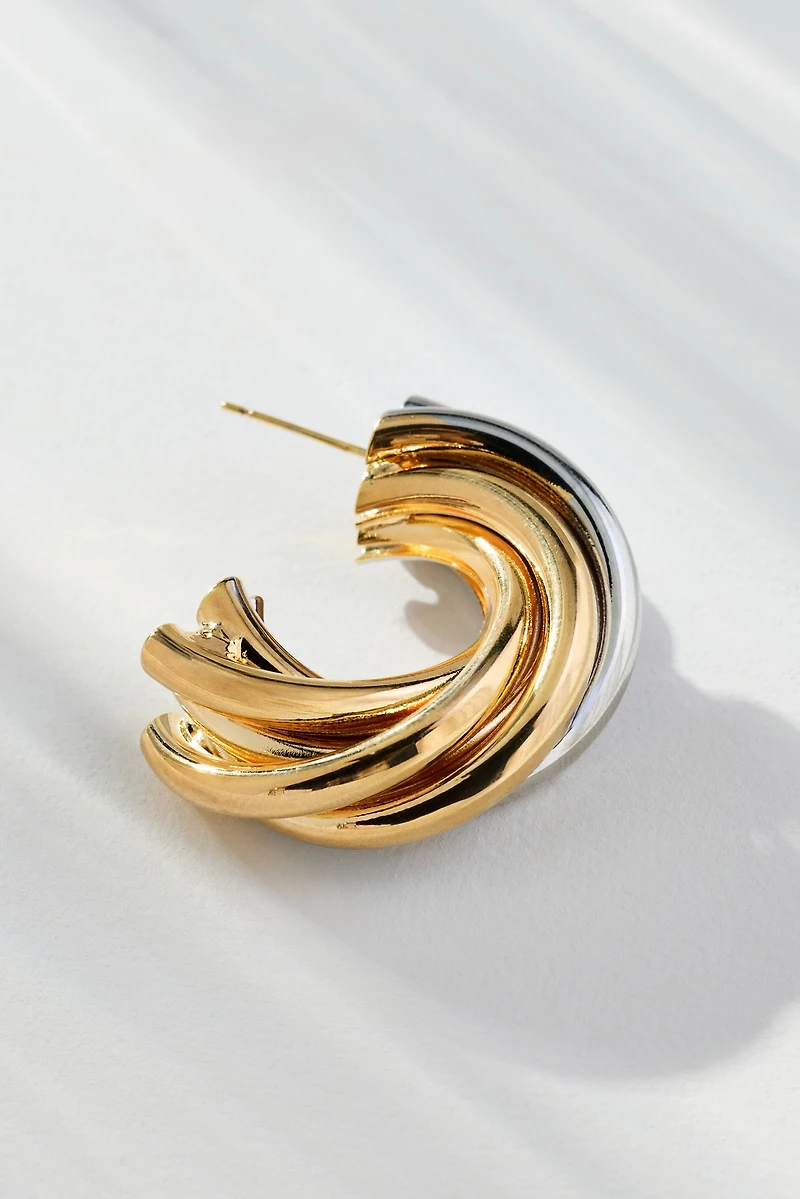 Two-Tone Layered Hoop Earrings