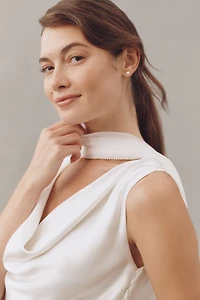 Enaura Chiffon Pearl-Trim Scarf