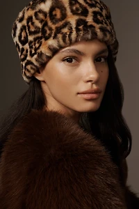 By Anthropologie Faux-Fur Animal Print Cloche Hat