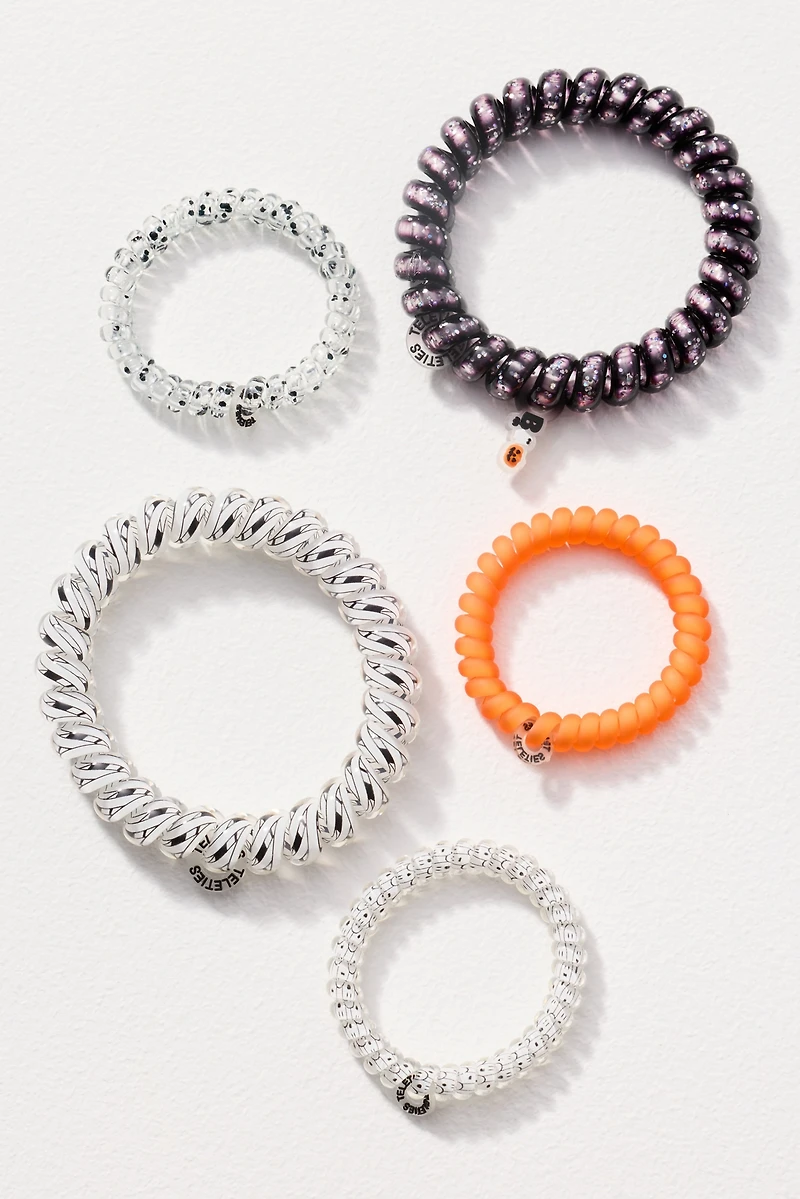 TELETIES Halloween Mix Coil Hair Ties, Set of 5