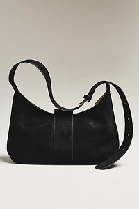 Faux Suede Big Buckle Slouchy Shoulder Bag