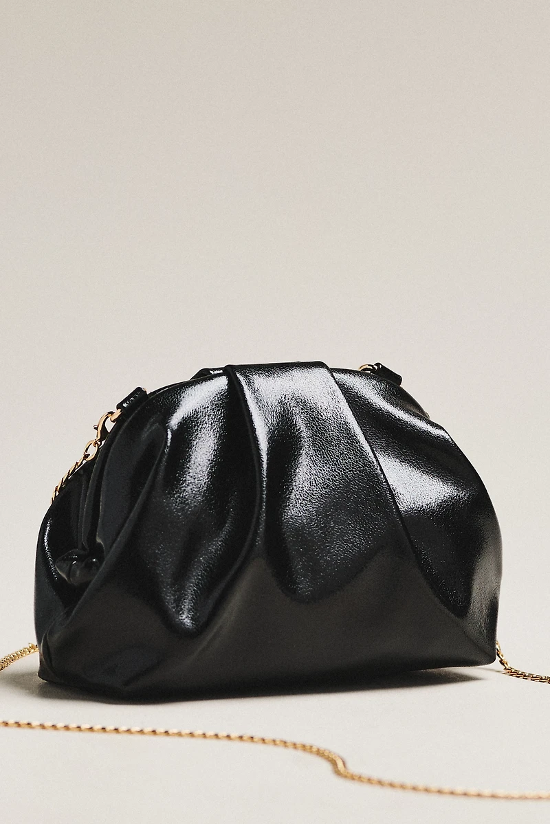 Metallic Faux-Leather Clutch