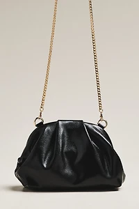 Metallic Faux-Leather Clutch