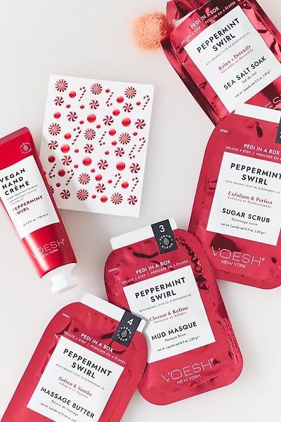 VOESH Peppermint Swirl Pedi Kit + Hand Crème Duo