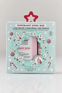 VOESH Peppermint Swirl Pedi Kit + Hand Crème Duo
