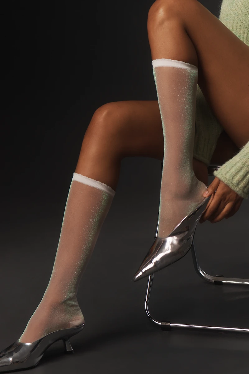 Sheer Tinsel Knee-High Socks, Set of 2