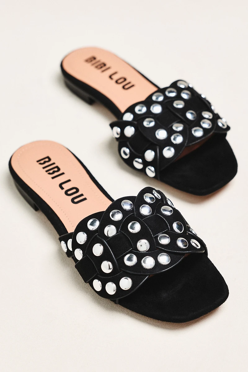 Bibi Lou Studded Faux Suede Slides