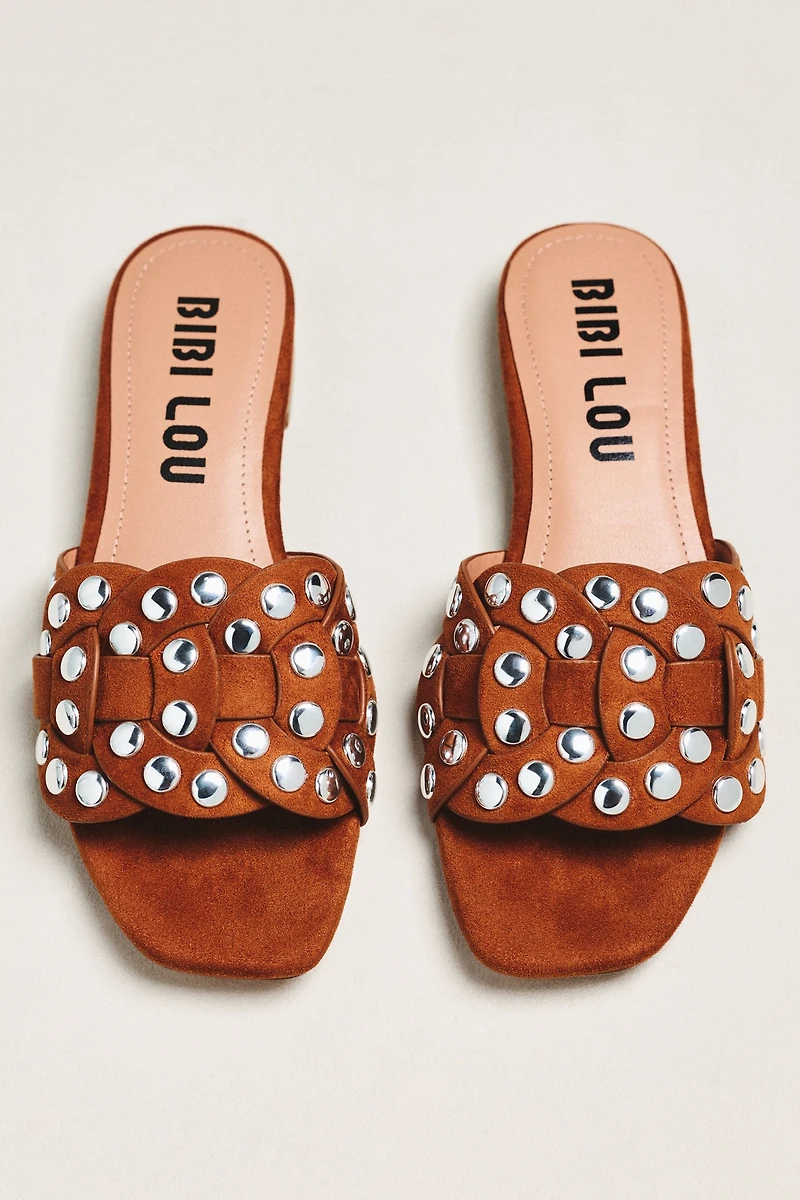 Bibi Lou Studded Faux Suede Slides