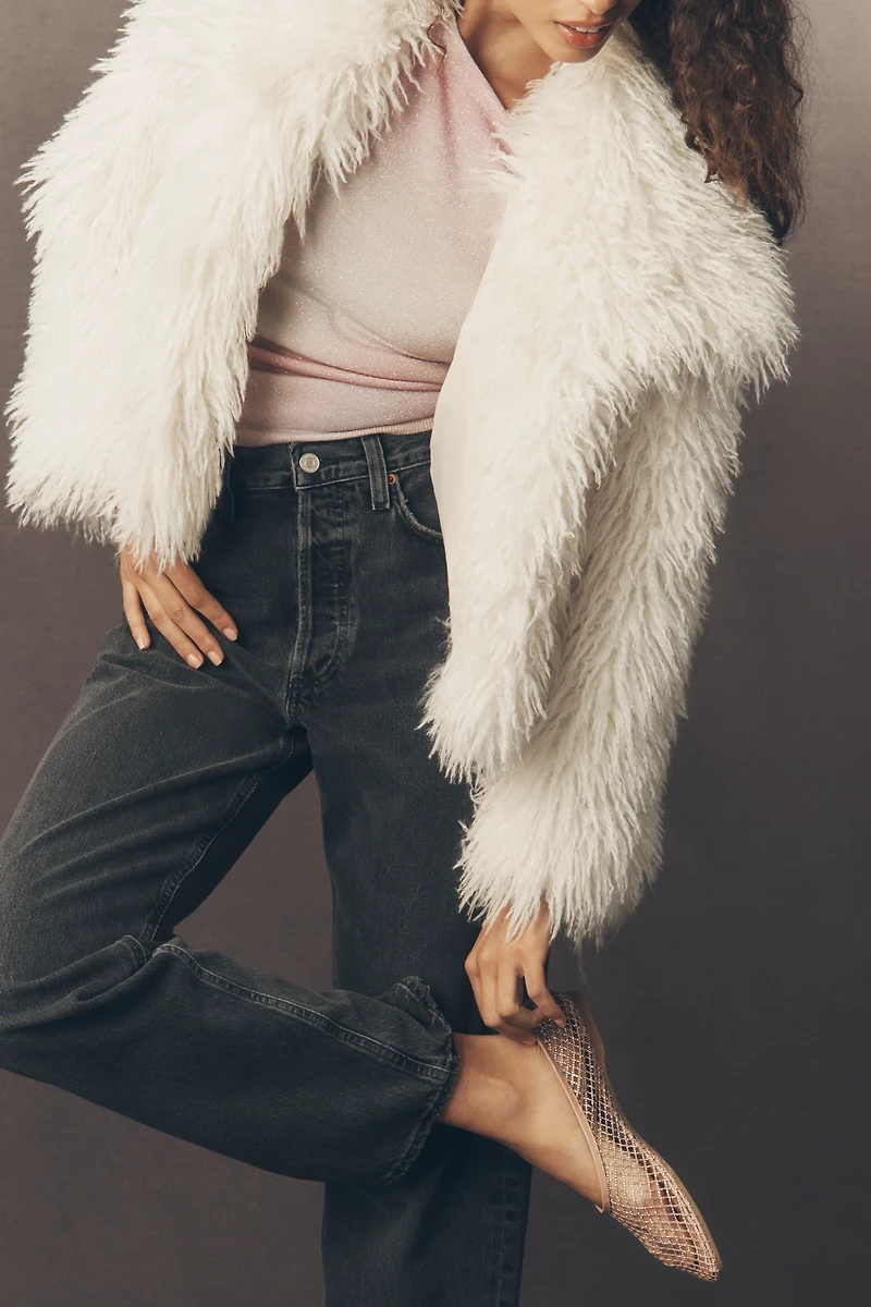 Lola Cruz Sequin Mesh Ballet Flats