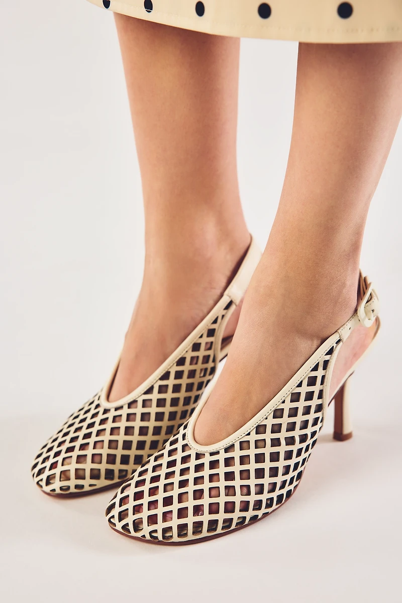 Lola Cruz Cutout Leather Slingback Heels