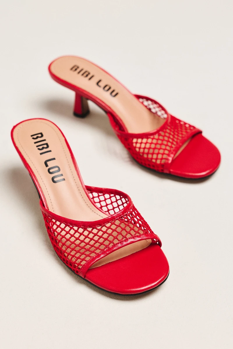 Bibi Lou Mesh Open-Toe Mule Heels
